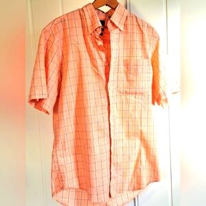 Arrow Orange Plaid Casual Button Short Sleeve Shirt Size S Very Good Condition